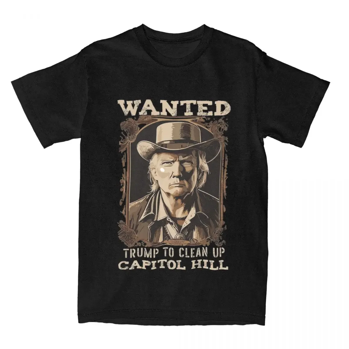 Donald Trump Wild West Vintage Mugshot Men's T Shirts Creative Tees Short Sleeve Crew Neck T-Shirts Pure Cotton Summer Clothing