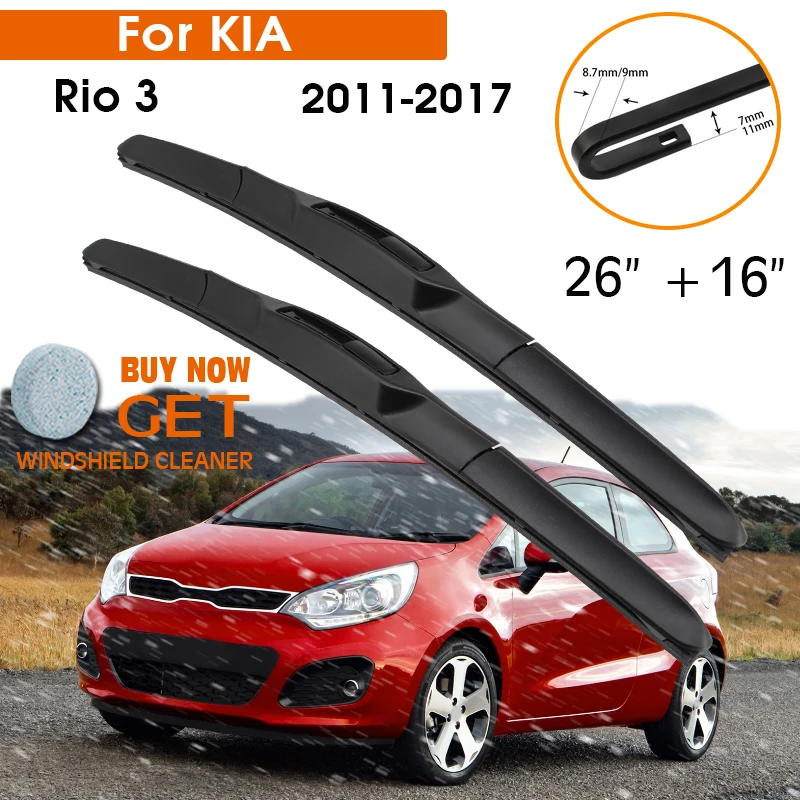 

Car Wiper Blade For KIA Rio 3 2011-2017 Windshield Rubber Silicon Refill Front Window Wiper 26"+16" LHD RHD Auto Accessories