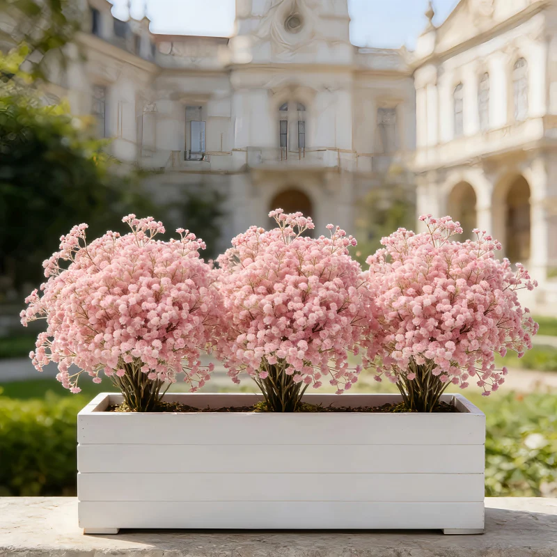 130-Stem Pink Gypsophila Artificial Flower Bouquet, Fresh and Beautiful Dried-Look Textured Artificial Flowers, Home Living