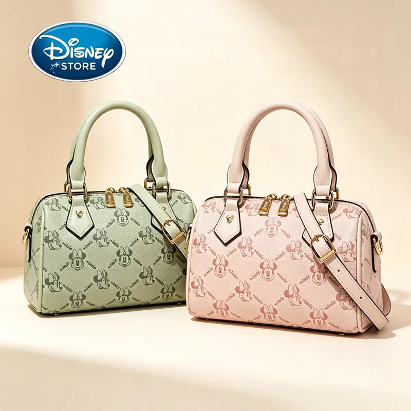 

Disney Minnie Mouse Printed Mini Boston Handbag Women’s Retro Crossbody Shoulder Bag Cute Top Handle Purse For Daily Use