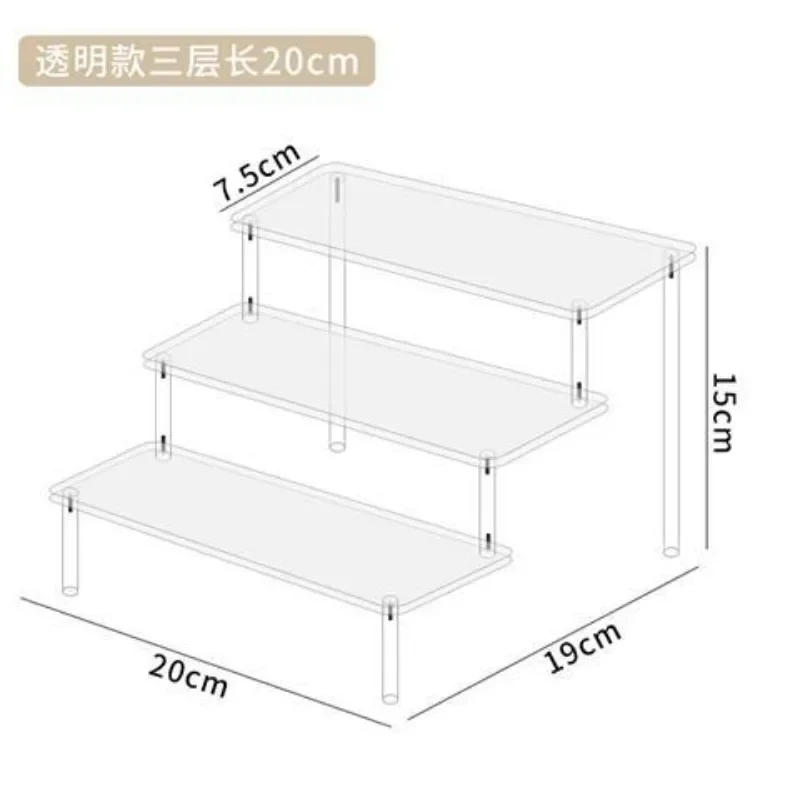 Acrylic Display Frame Transparent Black Multi-layer Ladder Shaped Hand Animation Model Doll Perfume Storage Rack Home Organizer