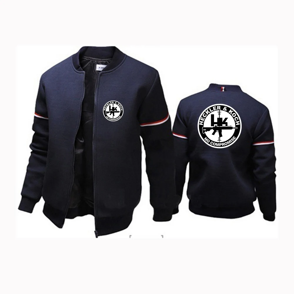 2024 New Hk Heckler Koch No Compromise Spring Autumn Fashionable Men Flight Jacket Round Collar Solid Cotton Tracksuits Coat Top