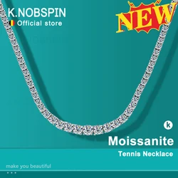 Knobspin Collar de Tenis con Moissanita, Joyería con Certificado, Joya de Boda, Complemento para Mujer, Accesorio de Plata de Ley 925, Chapado en Oro Blanco de 18 ct, Viene con una garantía posventa de 3 años.