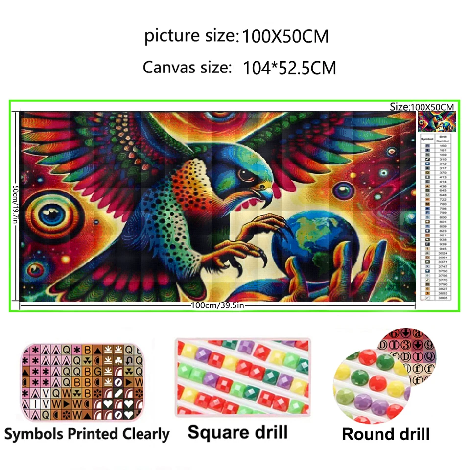 Flying Eagle Capture the Earth Diamond Painting Full Rhinestone Diamond Mosaic Diy Jewelry Cross Stitch Large Size Home Decor