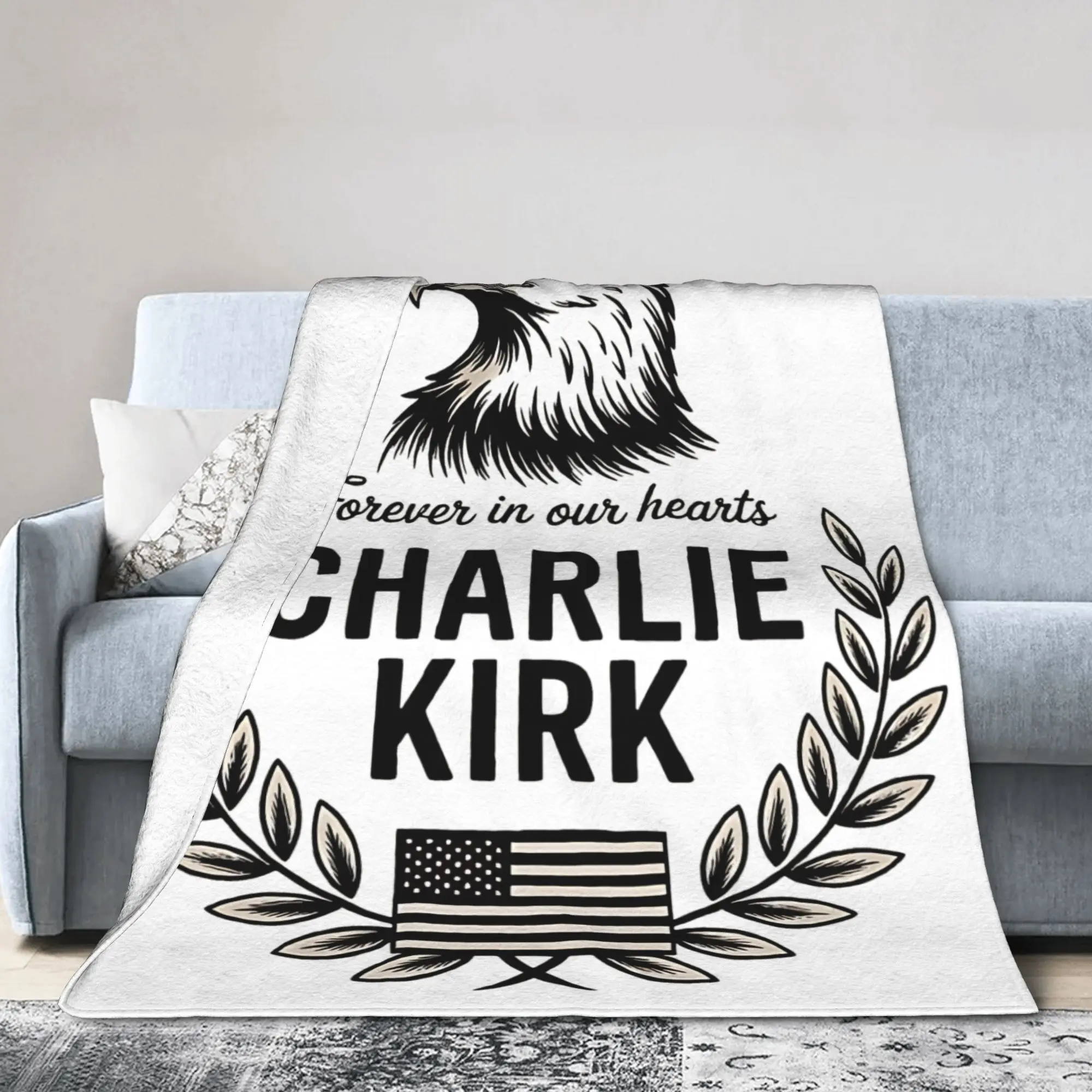 RIP Charlie Kirk Memorial Blanket Flannel Printed A True Patriot Multifunction Super Warm Throw Blanket for Car Bedding Quilt