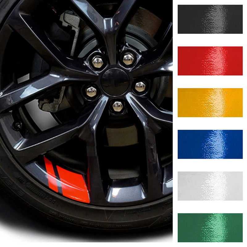 6 Pcs Reflective Car Wheel Rim Vinyl Stickers Hash Mark Stripe Racing Wheel Hub Decals For Size 18