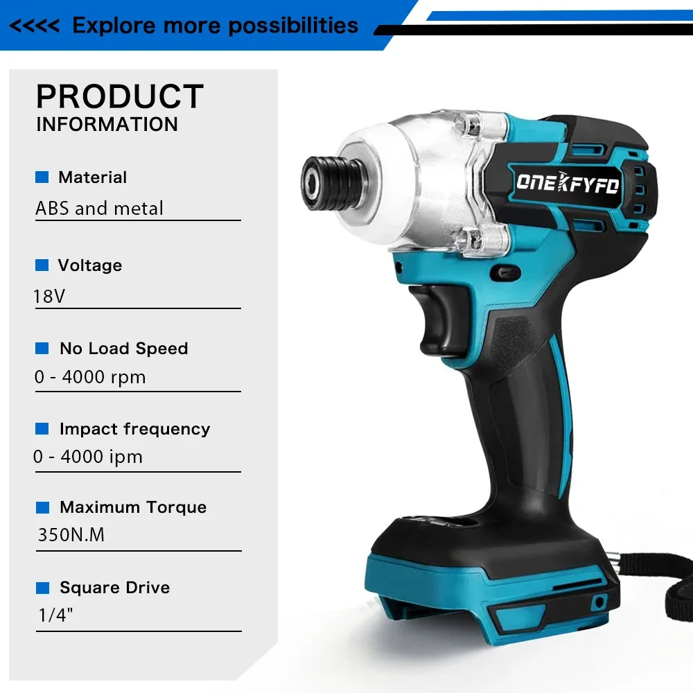 Imagem -02 - Chave de Fenda Elétrica sem Fio com Luz Led Brushless Impact Wrench Drill Driver Recarregável 18v Makita 18v Bateria