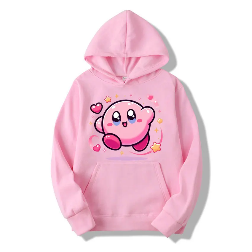 Kirby Pink Cartoon Anime Men Pullover Tops Spring Autumn Casual Women Hoodie Sweatshirt 2025 New Fashion Couple Clothes