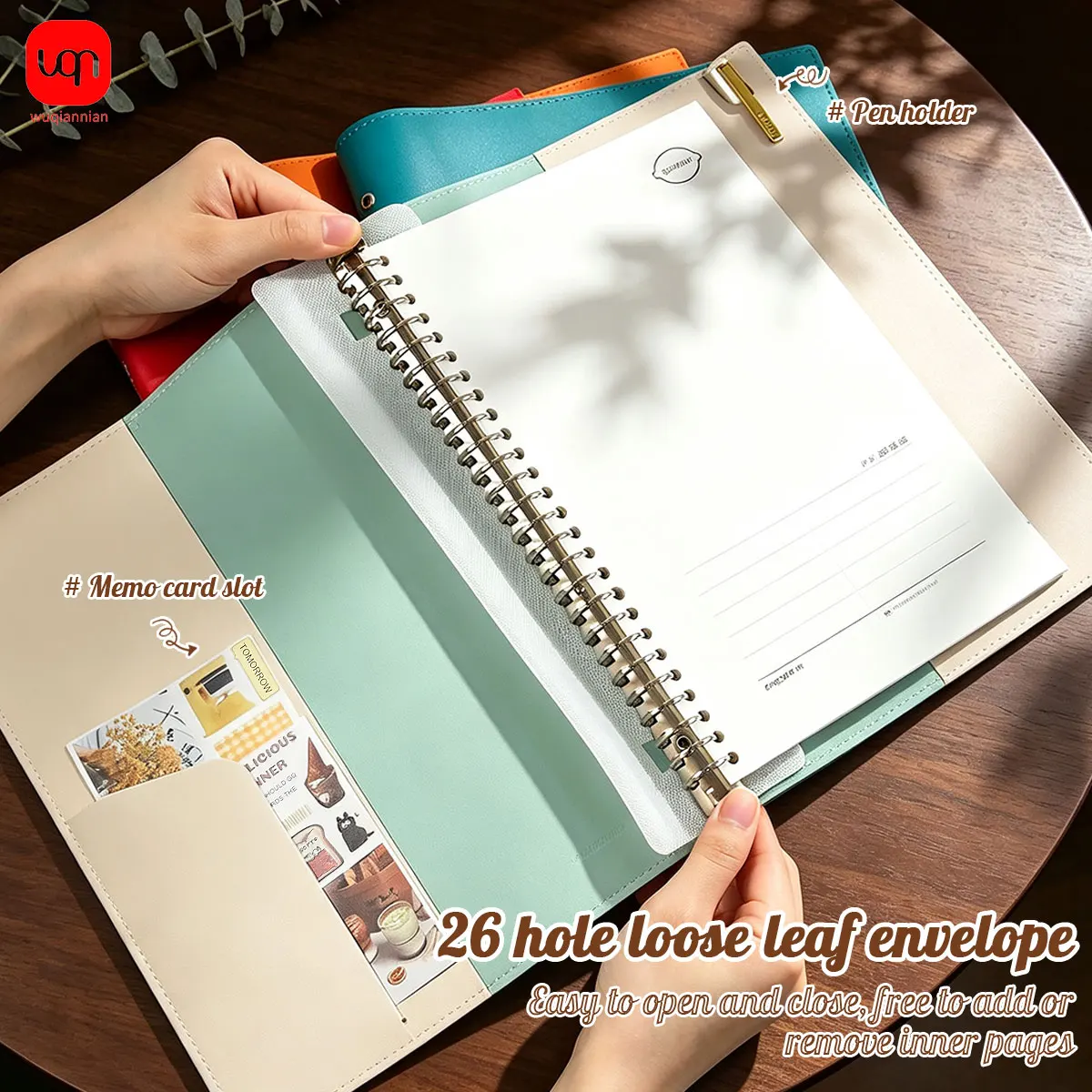 A4 PU Leather Ring Binder Notebook Cover 5 Colors Removable Loose‑Leaf Folder Office Business Journal Planner