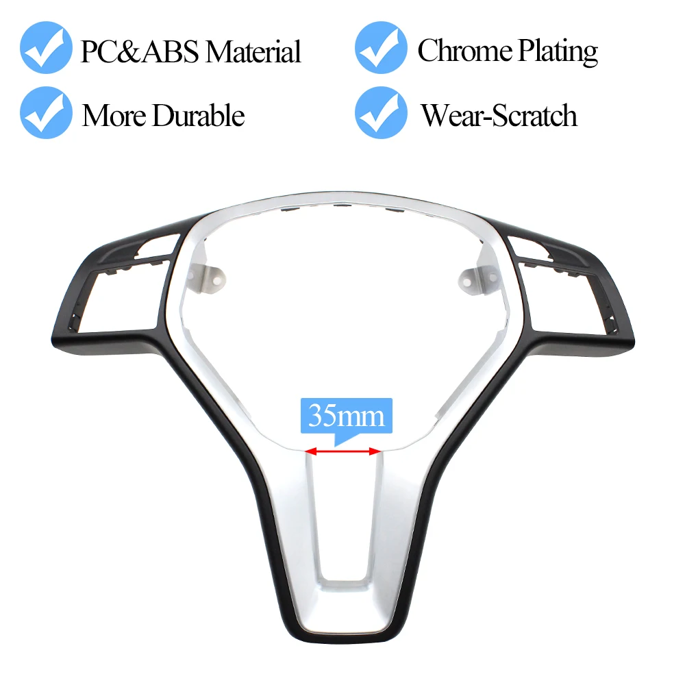 Car Steering Wheel Chrome Cover Carbon Fiber Trim Replacement For Mercedes Benz C E GLK CLS Class W176 W204 W212 GLK204 W218