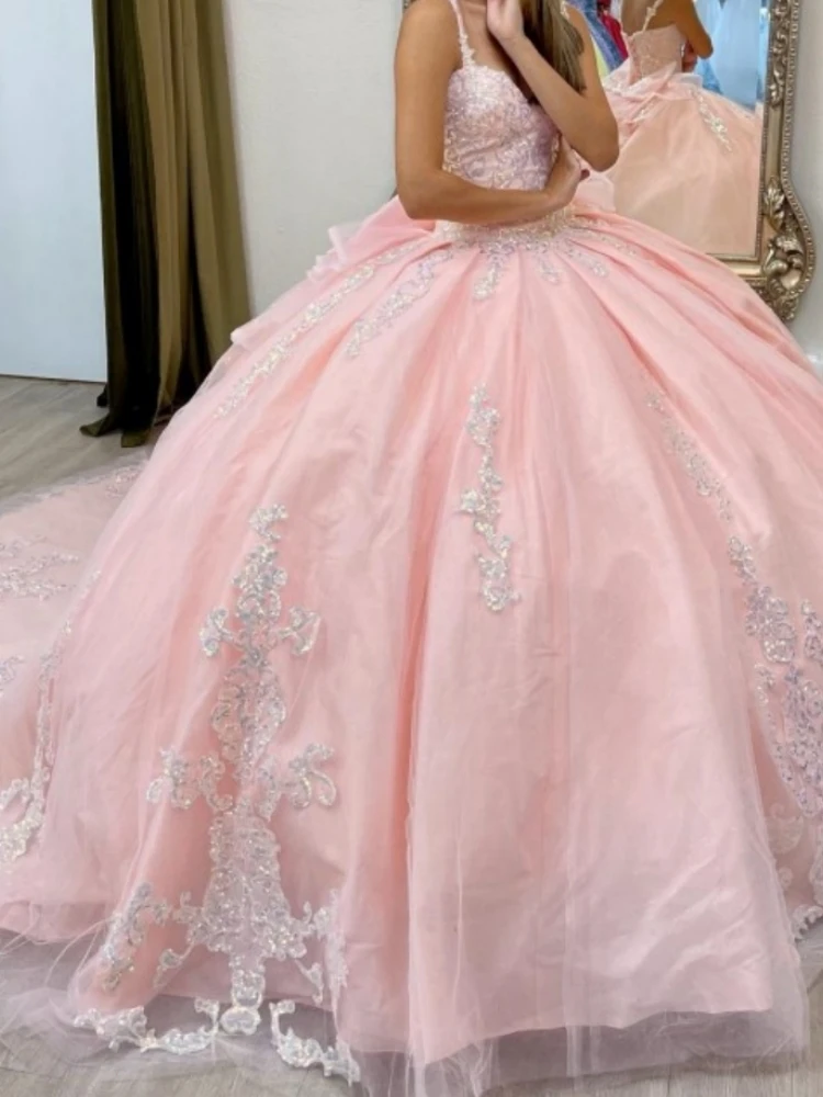 Ashely Alsa Blush Pink Quinceanera Dresses Teen Girl Prom Party Gown Appliques Sweet 16 15 Year Girl Dress Vestido De Xv Años