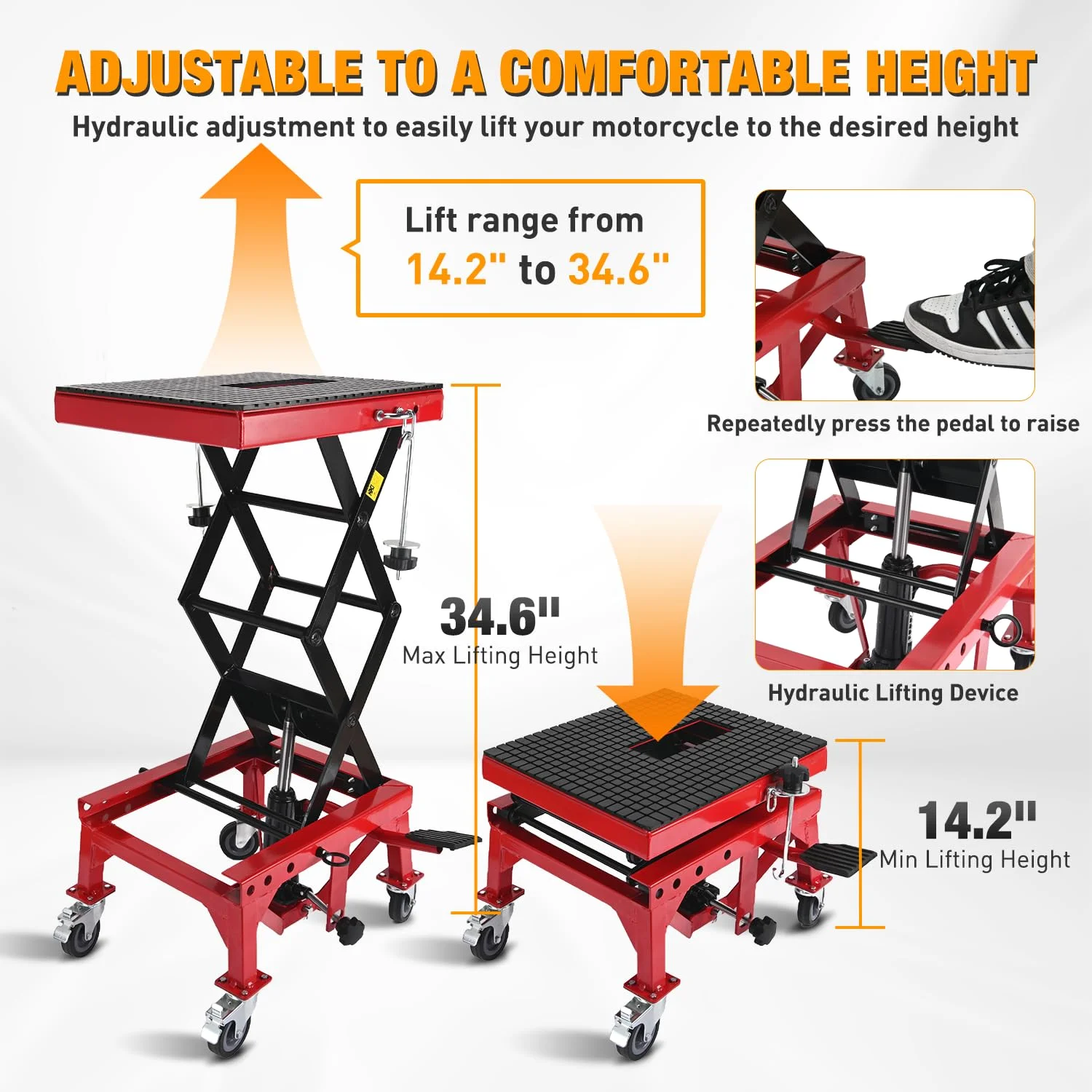Hot-selling 500kg/1100lbs Adjustable Steel Mini Scissor Lift Platform Hydraulic Jack with Handle