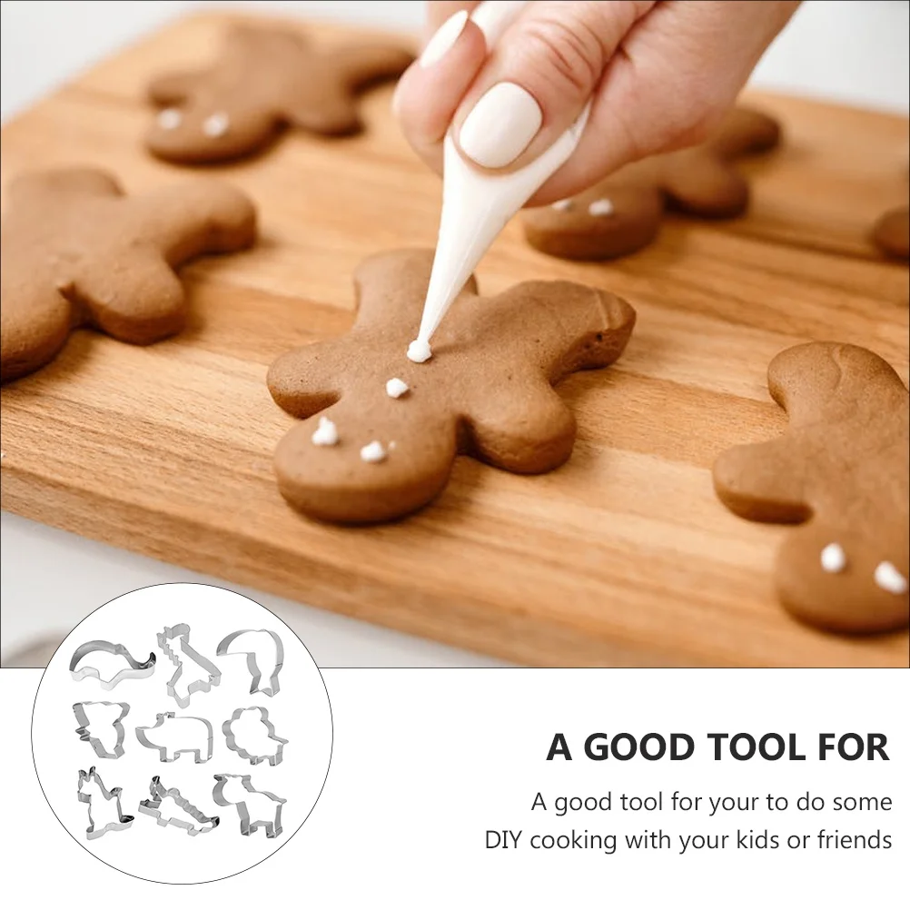 

9pcs Animals Series Stainless Steel Baking Mold Set Reusable Cookie Cutter Fondant Dessert Mold Non-Stick Easy Clean Diy Tool