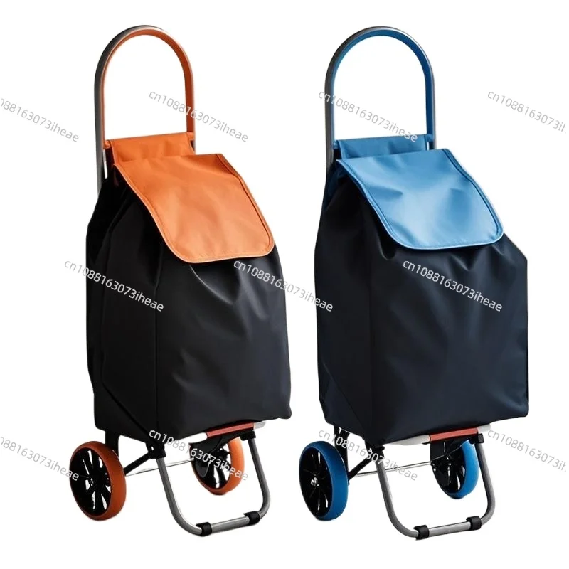 Portable Shopping Cart Folding Light Elderly Trolley Portable Household Trailer Foldable Shopping Bag with Wheels Grocery Cart