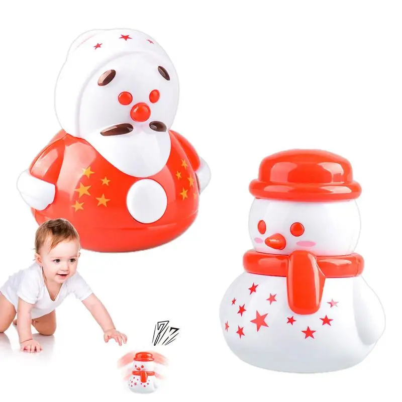 

2Pcs Weeble Wobble Bell toy portable Christmas Snowman Doll Roly Poly Kids Fidget Sets Christmas Theme Girls Boys Birthday Gifts