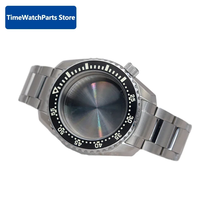 Watch Case Mod SPB185 SPB187 Case with Stainless Steel Silver Bracelet Bezel Insert For NH35 NH36 Movement Men Dive Watch