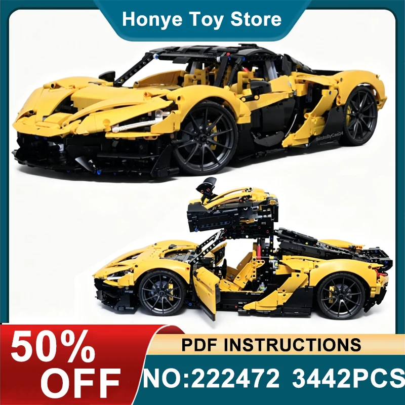 

Высококачественный суперкар MOC-222472, гоночный классический автомобиль 1:8, совместимый с 42172, модель строительного блока в сборе, рождественские подарки для детей