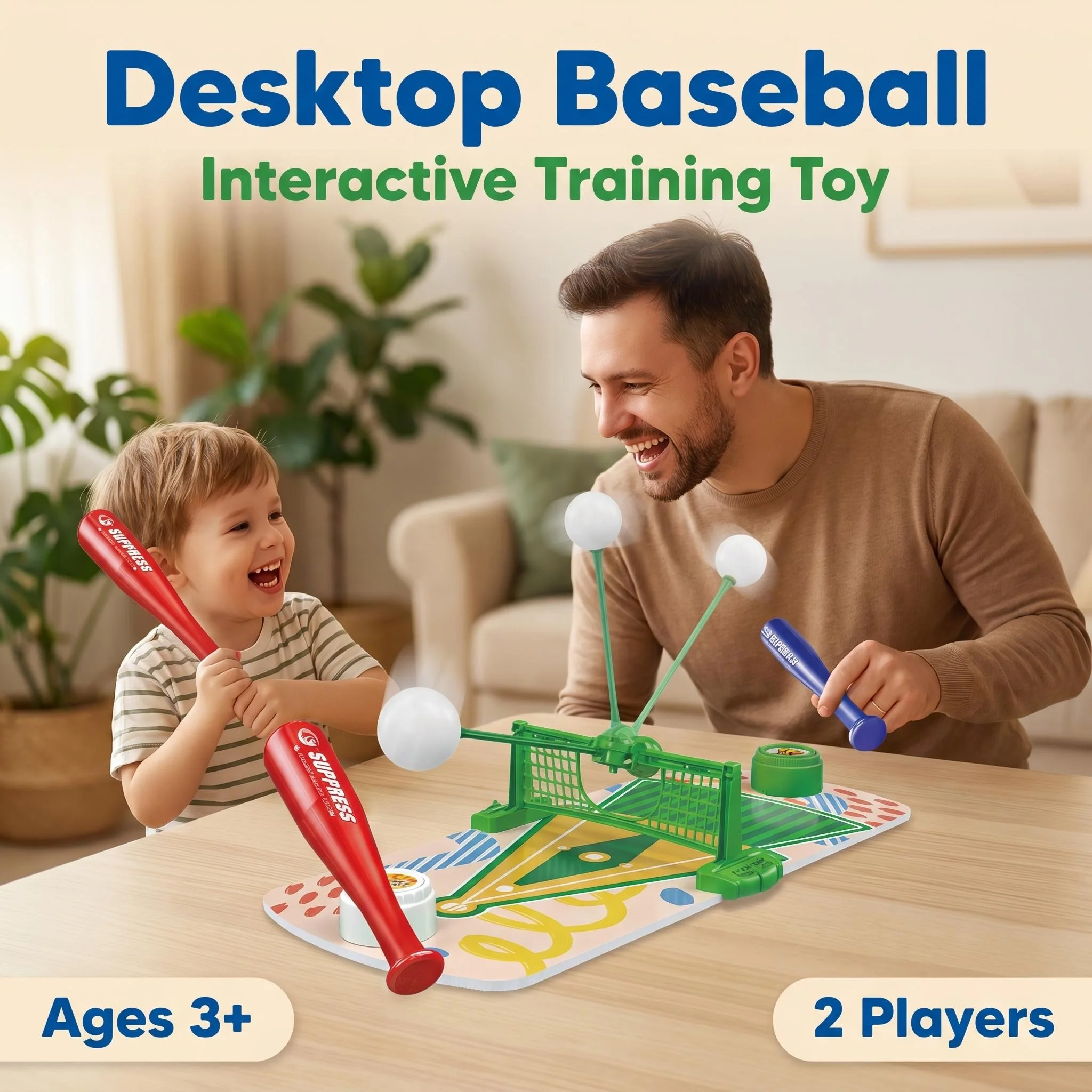 Baseball Battle Interactive Tabletop Game, Two-Player Sport Training Toy, Develop Focus & Spatial Awareness for Kids Ages 3+