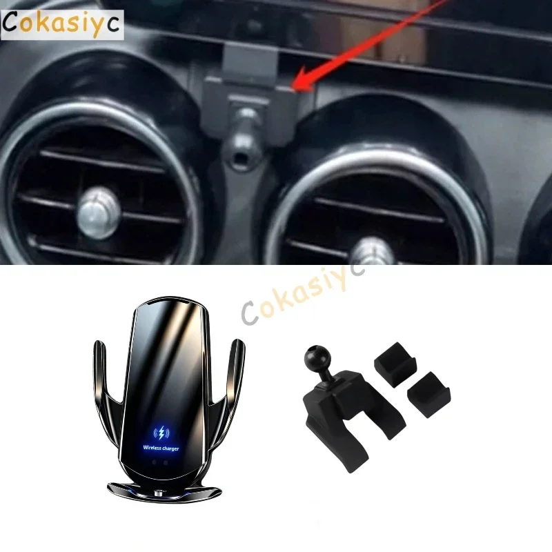 15W Fast Charging Wireless Charger Car Mount Phone Holder Automatic Clamping For 2015-2018 Mercedes-Benz C Class W205 GLC X253