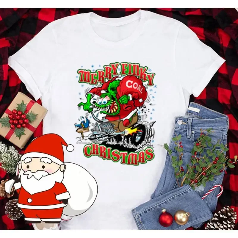 Rat Fink Merry Christmas White Cotton Size S 4Xl T Shirt