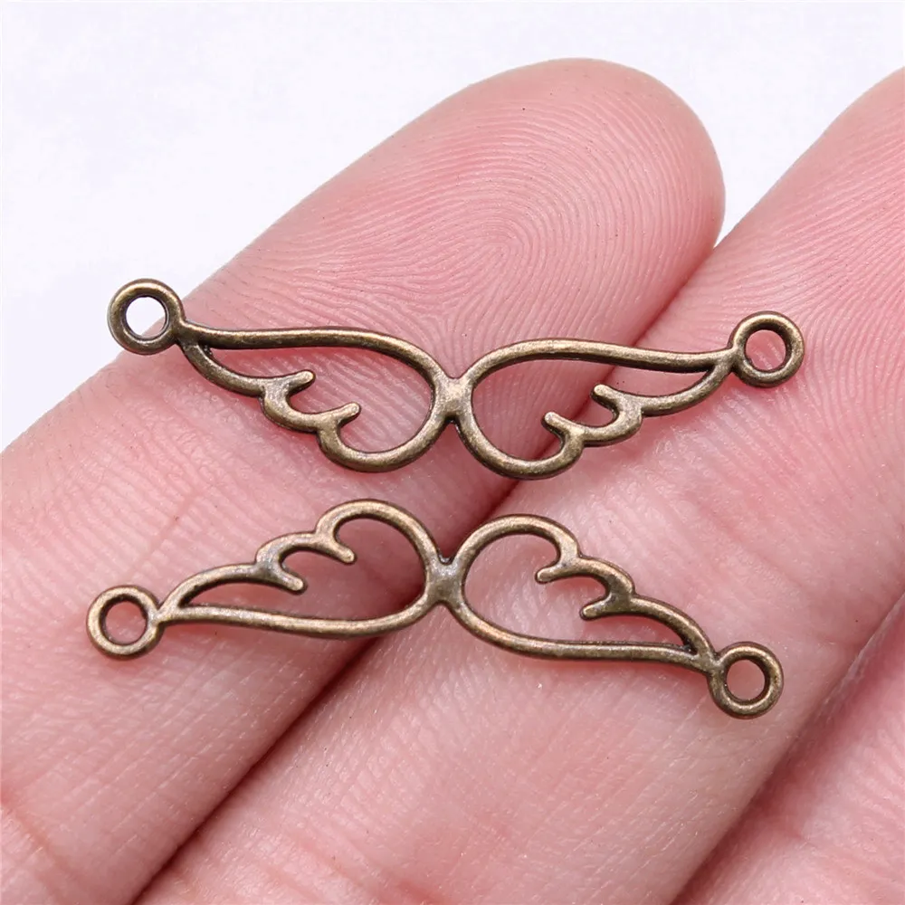 Wing Double Loops Angel Feather Blessing Connector Charm Link For Spiritual Earring Craft Supplies