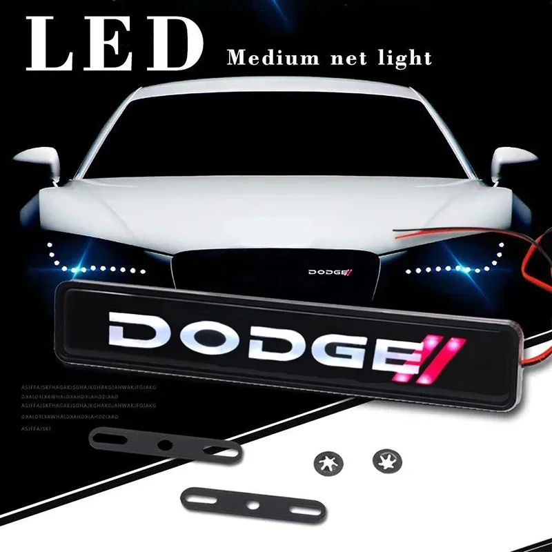 Emblema LED ABS para Parrilla Delantera de Coche, Decoración Luminosa para Dodge HEMI SRT SXT Logo RAM AVENGER CALIBER CARAVAN Challenger CHARGER DART