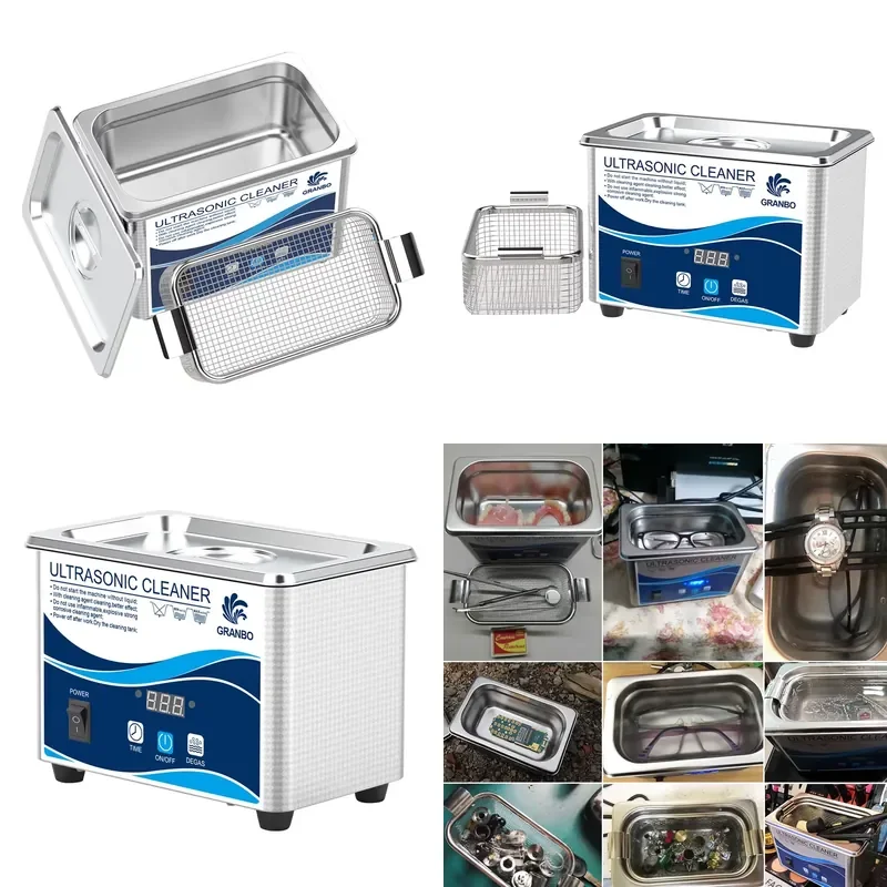 40Khz 60W Ultrasonic Cleaner 800ML Bath Home Cleaning Equipment for Jewelry Silver Golden Items Denture Household Car Outdoor
