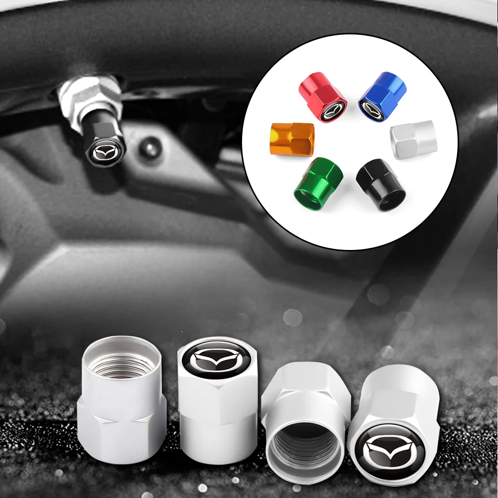 4Pcs/Set Metal Car Tire Valve Caps for Mazda 3 Bk 6 Gh CX-5 CX30 MX-5 2 5 CX-3 GJ GL CX-8 MS RX-8 626 Miata Speed 6 MX-5 CX30