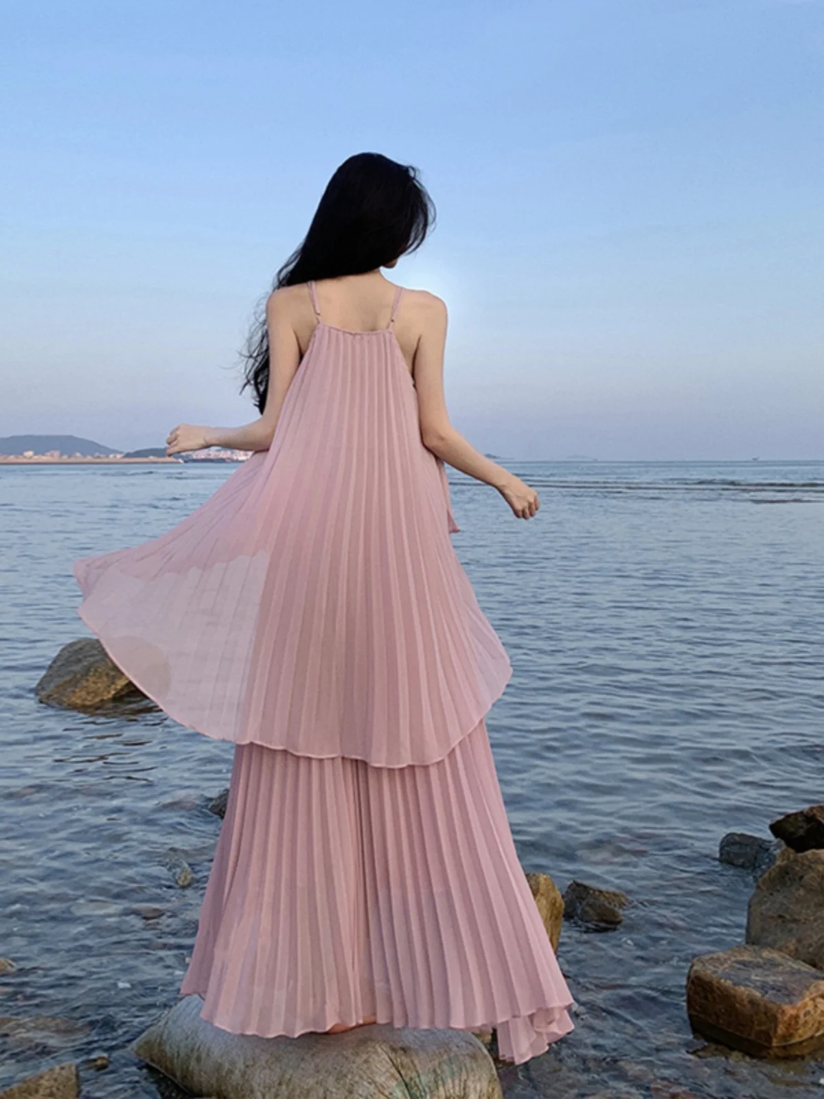 Ele Fairy Ensemble jupe plage Vaion Photoaphy fluide Gauzy deux pièces Ensemble été plage Dr décontracté léger