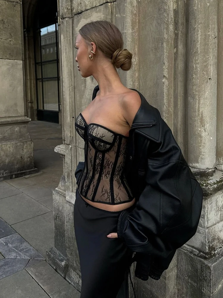 

Sisjuly Vintage Lace Patchwork Fibone Sexy Strapl Women's Tightening Slimming Versatile Top ort Length Commute Friendly