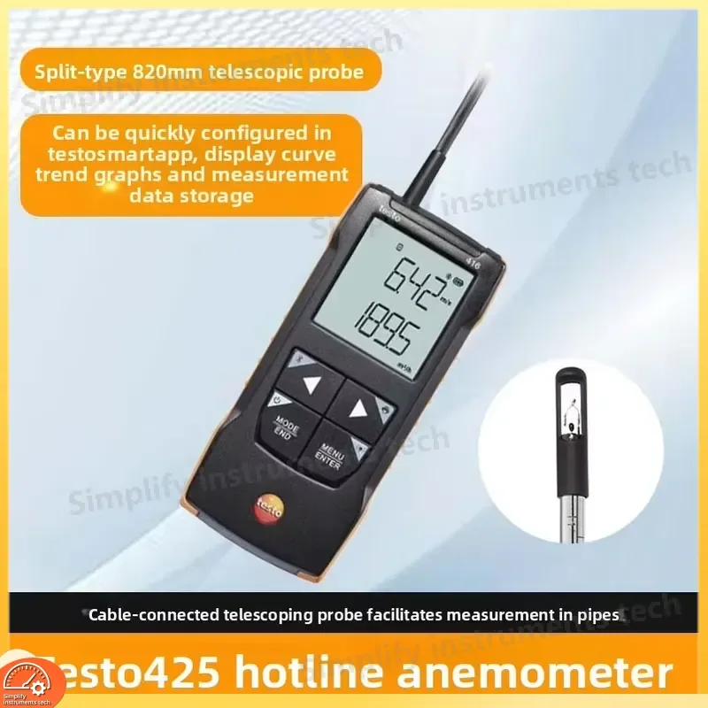 416 417 425 Handheld Digital Anemometer Portable Wind Speed Meter Air Flow Velocity Gauge Temperature Humidity Tester
