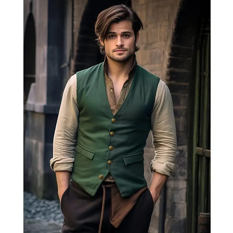 

2023 Men's Autumn and Winter New Suit Vest Solid Single Breasted Men's Vest