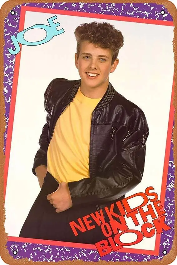 Music metal poster blocks on the new kid Joey McIntyre 1989 tin gold logo 20.32cm X 30.48cm