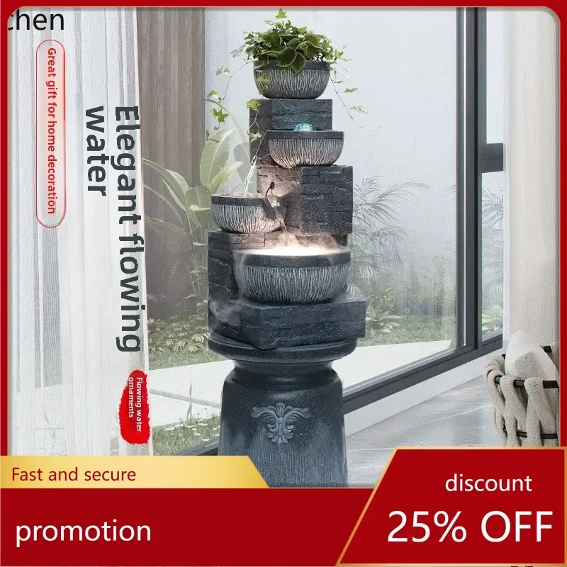 h31- Flowing Water Fountain Ornament for Living Room Entrance TV Cabinet Humidifier Fish Tank Circulating Water Feature