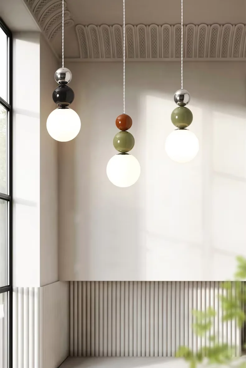 Lampe suspendue de chevet style crème perle, lampe suspendue haut de gamme pour chambre d'enfant