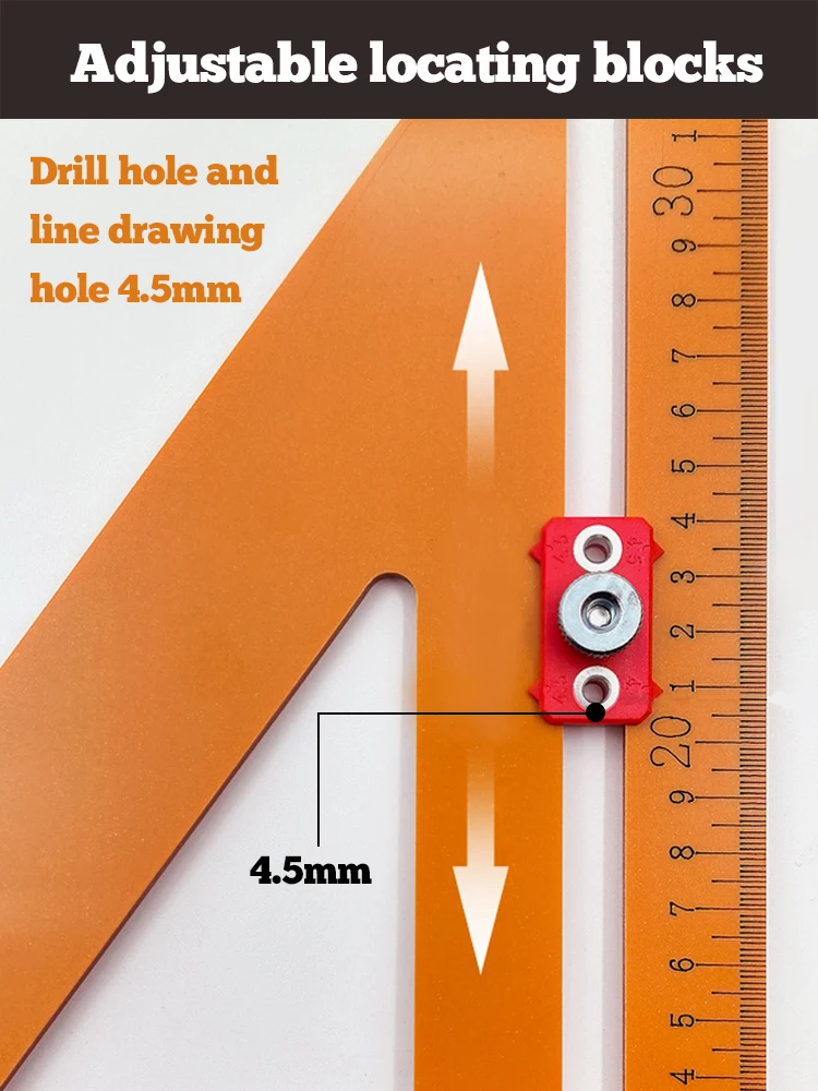 2-in-1 Precision Bakelite Triangle Ruler with Adjustable Slider Punching Positioning Right Angle Ruler for Carpentry Decoration