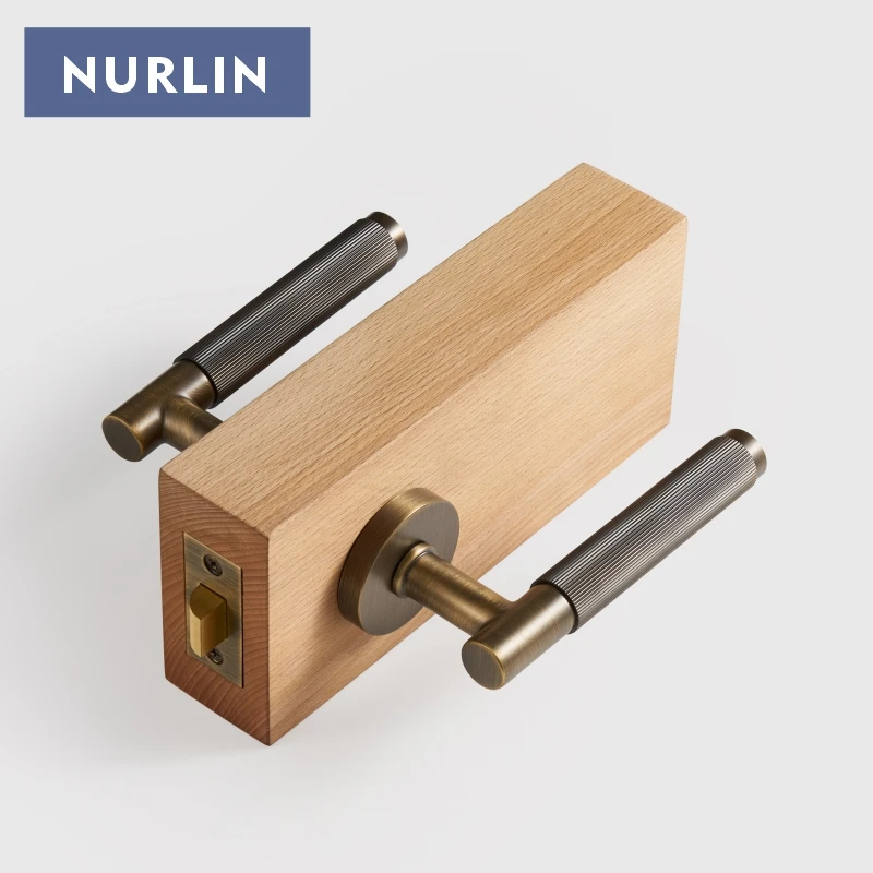 Nurlin Brass Linear Door Level Handle Set Mortise Passage Privacy Thumble Turn Deadbol Dummy Matt Bronze Black Gold Optional