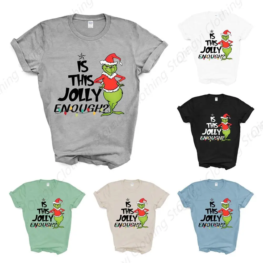 Is This Jolly Enough Christmas T Shirt, Holiday Funny Tee Gray