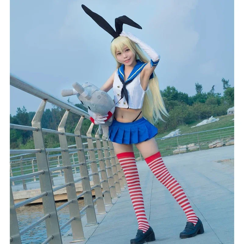 EE01 Collezione Anime Kantai Shimakaze Cosplay Kancolle Ragazze sexy Vestito da coniglietto Vestito da marinaio Uniforme da donna Festa di Halloween Co & 0Ww