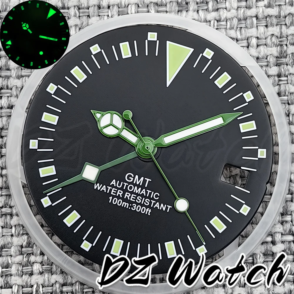 

DZ 29 мм NH34 Детали для часов Черный GMT Набор циферблат для часов Стерильный циферблат Светящийся циферблат NH34 NH34A Мужской автоматический механизм с часами 3,0