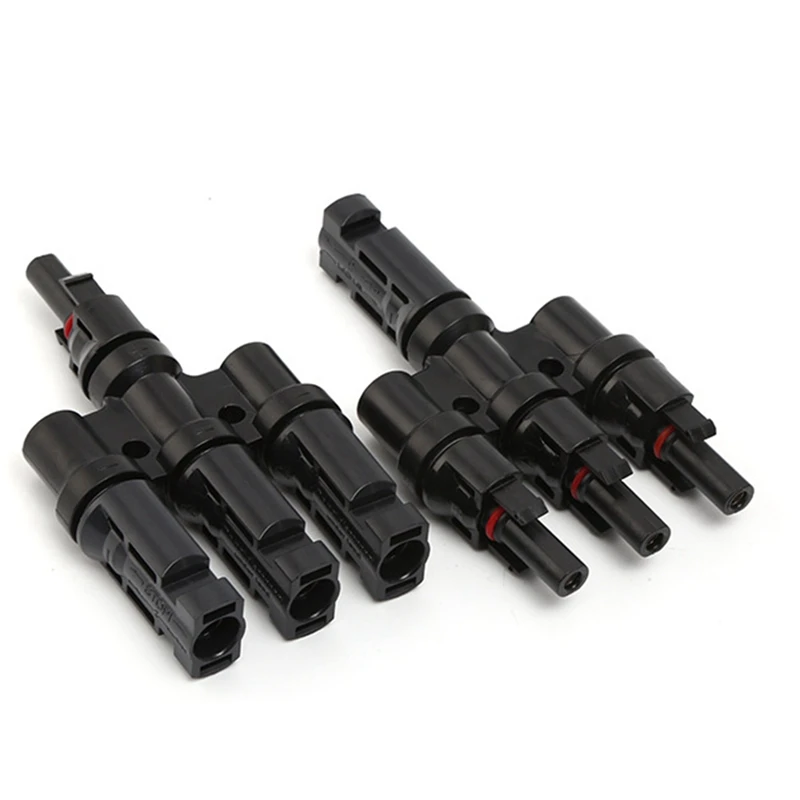 Photovoltaic Connector T-Type Four-Way One-Point Four-Way Conversion Connector Solar Panel Assembly Parallel Plug