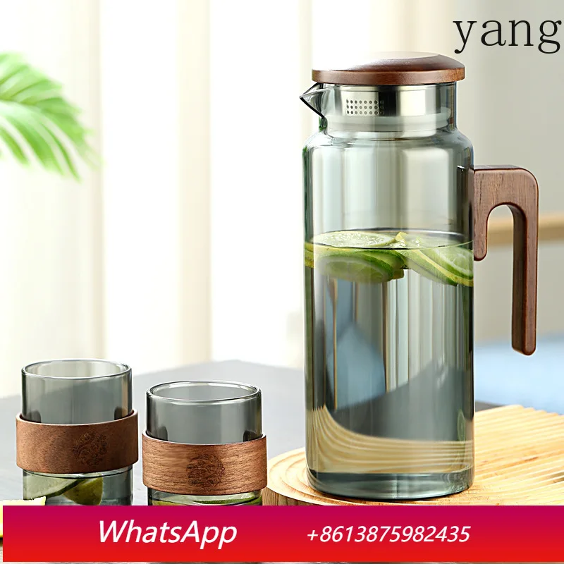 

LH high borosilicate glass wood handle cold kettle household high temperature resistant glass cold kettle