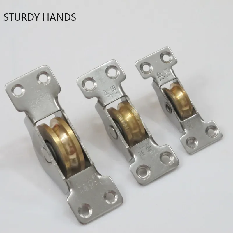 2Pcs Stainless Steel Door Window Pulley Kitchen Sliding Door Pulley Windows Frame Copper Roller Furniture Hardware Accessories