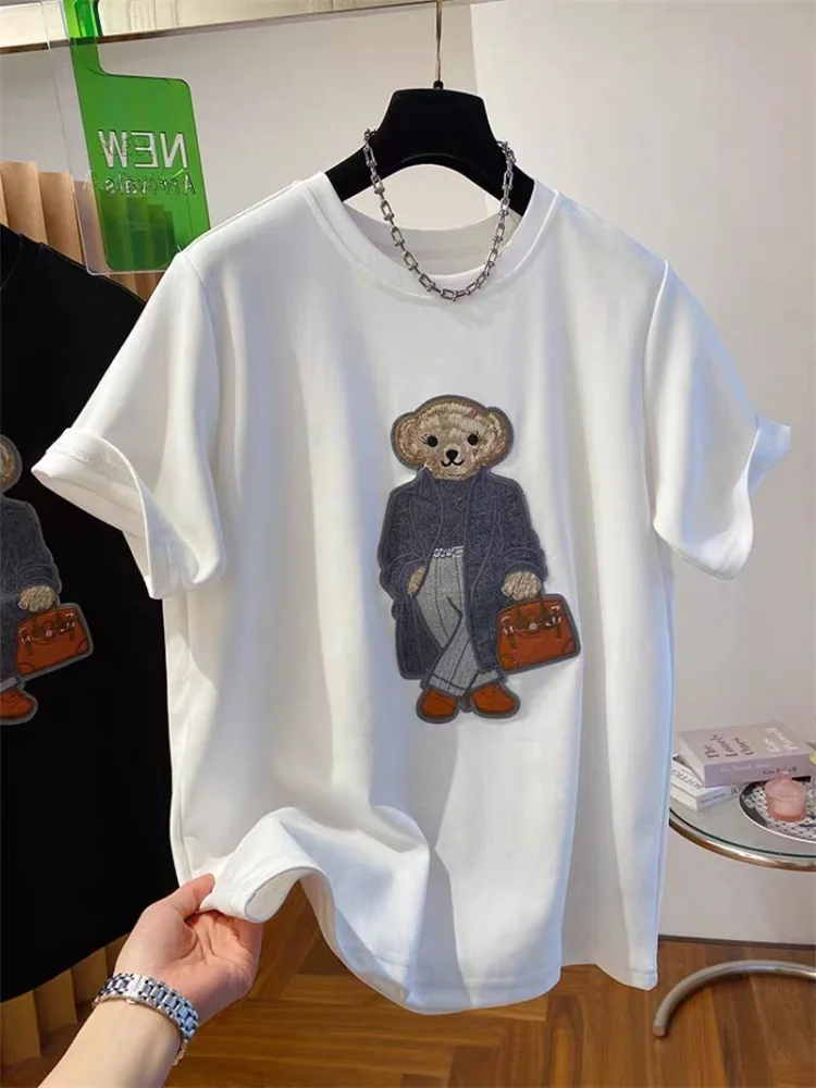 Luxury Brand Designer High-end Print Men\'s Ralph Bear T-Shirt Loose Women\'s Lauren Bear T-Shirt Summer New 2024 Oversized M-3XL