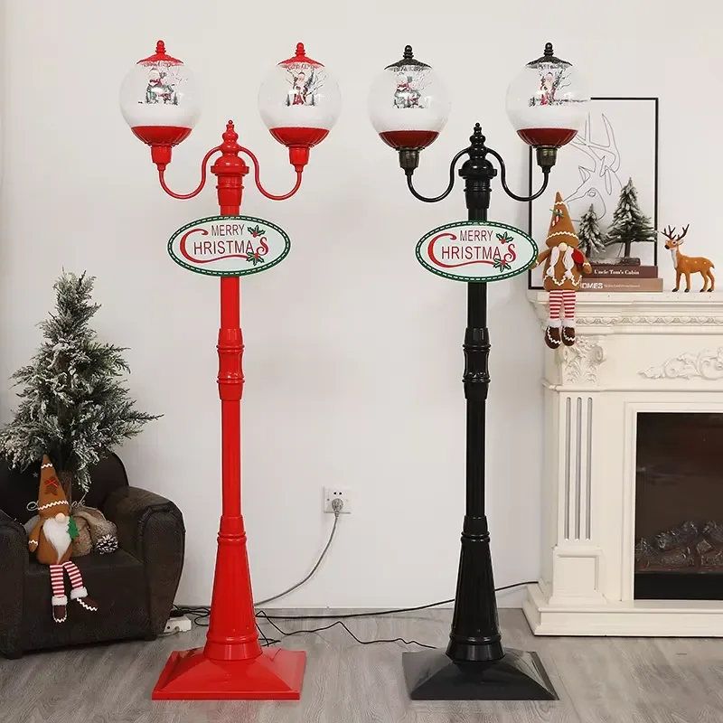 Rotating Snowman Christmas Decoration Musical Street Light Santa Claus Snowfall Scene European Style Luminous Desktop
