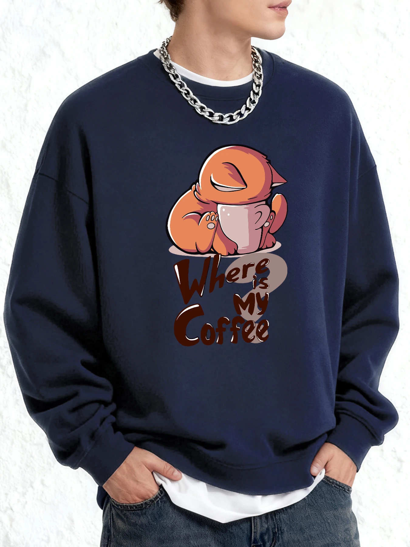 

Мужская толстовка с дизайном Where Is My Coffee, повседневные пуловеры с круглым вырезом, цветная универсальная одежда, унисекс, мягкий флис, теплый с длинным рукавом