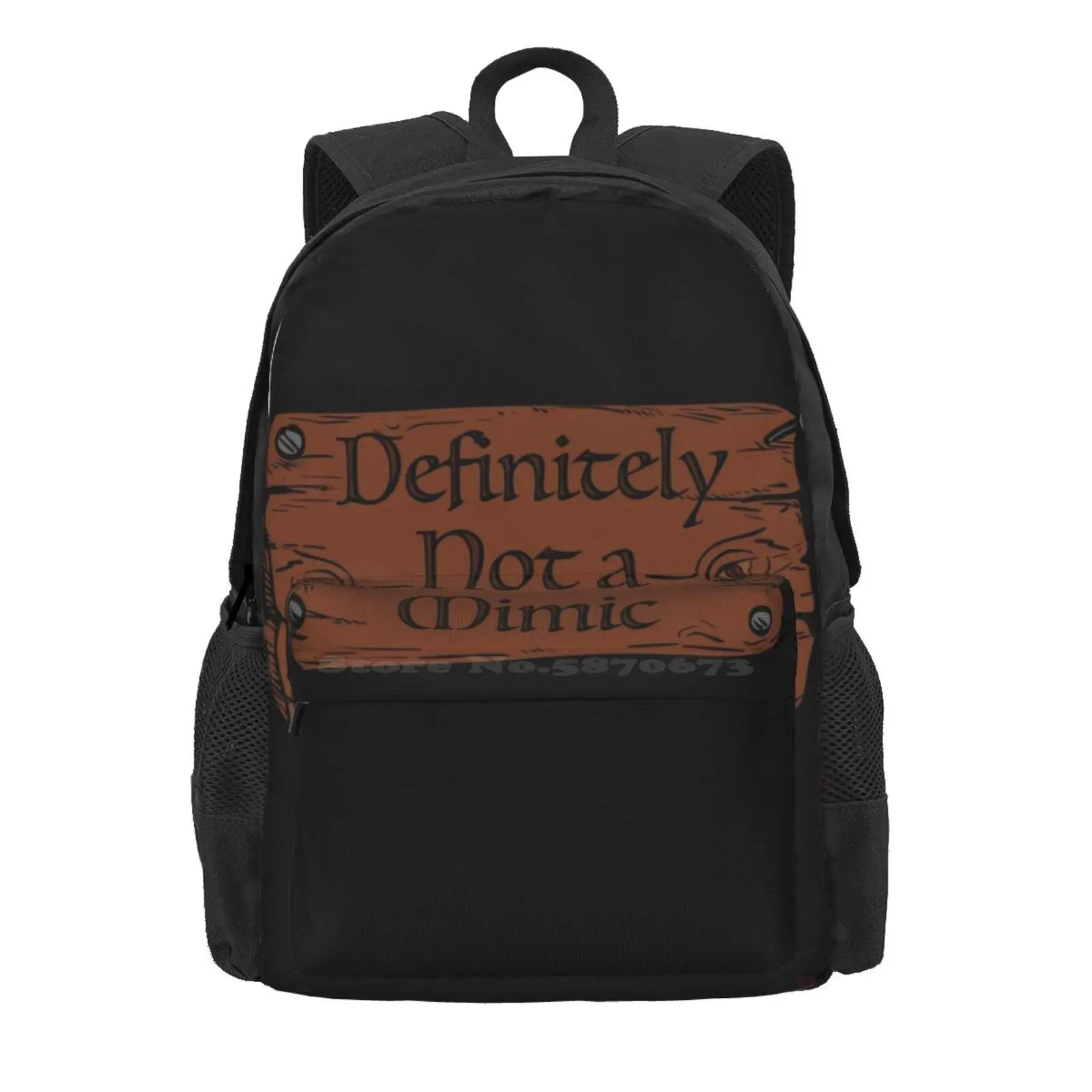 Definitely Not A Mimic Hot Sale Schoolbag Backpack Fashion Bags And Dragons Wood Sign Cute Roll Play Game Shape Shifter Funny