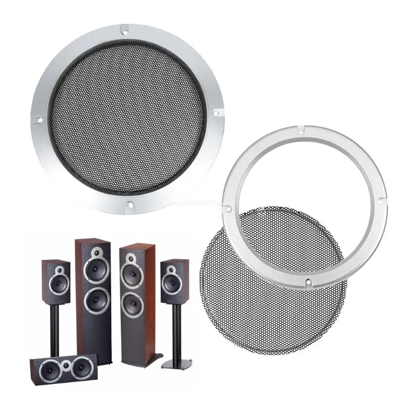 2Pcs Speakers Cover 2/3/4/5/6.5/8/10 inch Protective Mesh Plastic Frame Grille Dropship