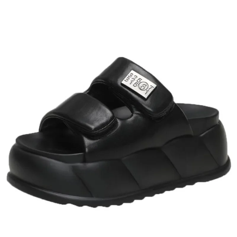 

2024 fashion High Platform Women's Summer Slippers 7.5CM Wedge Heels Slides Sweet Girl Chunky Sandals Open Toed Beach Flip-Flops
