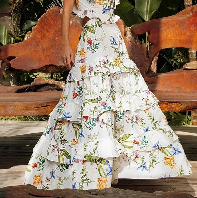 여성을위한 섹시한 드레스 우아한 프린트 플라잉 슬리브 스티치 프릴 드레스 새로운 패션 2023 여름 캐주얼